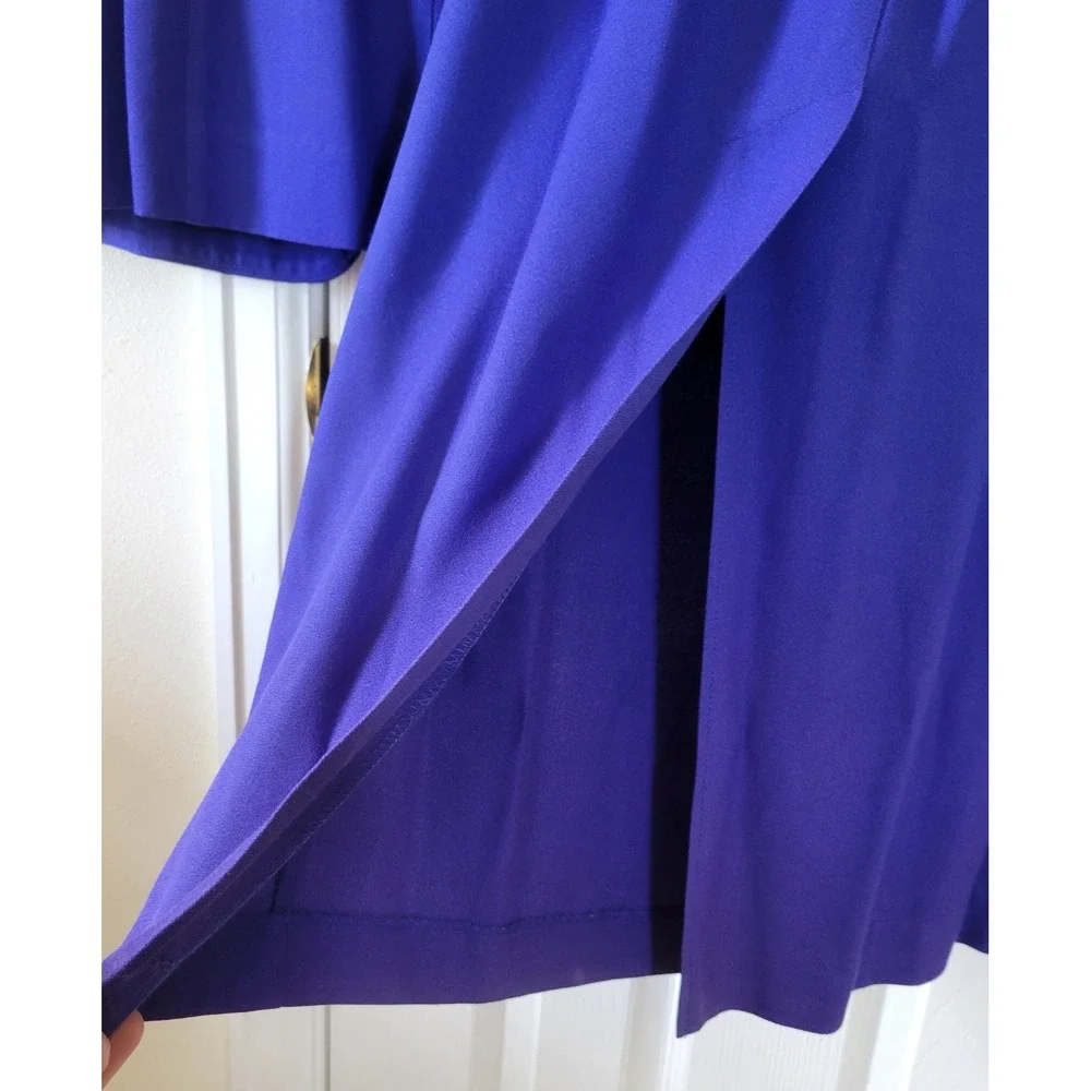 Vintage Royal‎ Blue Skirt Suit Short Sleeve Embroidered Beaded 2pc Size 14 USA